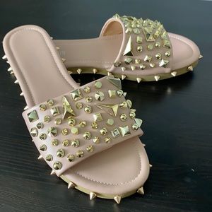 Studded Gold Sandals Size 6.5